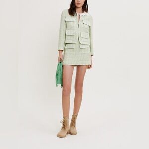 Maje tweed green jacket